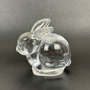 Vintage Clear Glass Bunny Rabbit Figurine Candle-Holder Paperweight